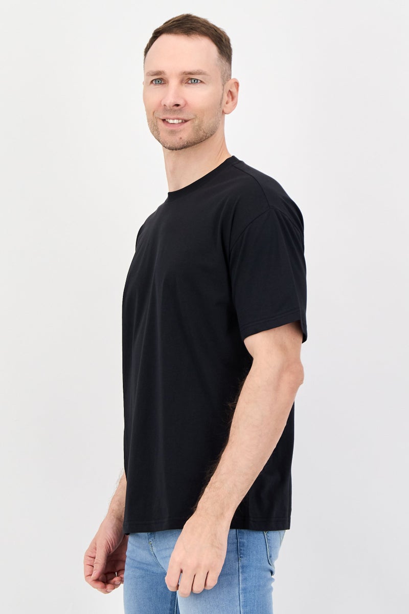 Fudo Men Crew Neck Plain Short Sleeve T-Shirt, Black - Image 3